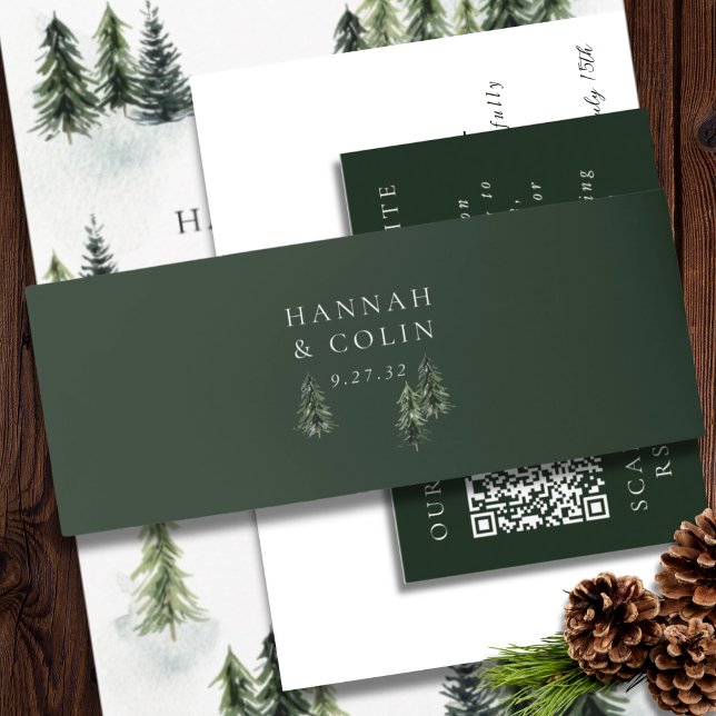 Evergreen Mountain Glen White Green Black Einladungsbanderole (Von Creator hochgeladen)