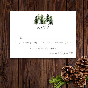 Evergreen Mountain Glen White Green Black RSVP Karte