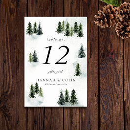 Evergreen Mountain Glen White Green Black Tischnummer