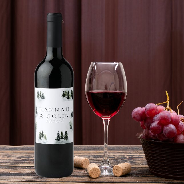 Evergreen Mountain Glen White Green Black Weinetikett (Von Creator hochgeladen)