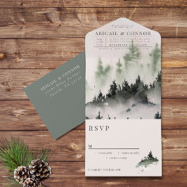 Evergreen Mountain Mist Rustikaler Winter White Gr All In One Einladung
