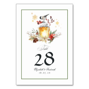 Evergreen Pine and Spruce Winter Wedding Tischnummer
