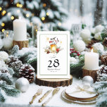 Evergreen Pine and Spruce Winter Wedding Tischnummer<br><div class="desc">Mit dieser schön gestalteten Tischkarte mit üppiger Kiefernholz, Fichtenholz und Aquarellholz mit roten Beeren führen Sie Ihre Gäste zu ihren Sitzplätzen. Ideal für Weihnachts- oder Winterhochzeiten, bringt dieses Design einen rustikalen Waldcharme in Ihre Feier. Die elegante Balance aus festlicher Vegetation und naturgetreu inspirierten Elementen macht diese Tischkarte zu einer perfekten...</div>