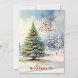 Evergreen Pine Vintage Christmas Tree Card Feiertagskarte