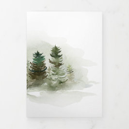 Evergreen Pines Rustikale Hochzeit rettet das Datu Dreifach Gefaltete Einladung