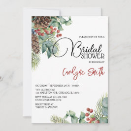 Evergreen Poinsettia Elegantes Winter-Brautparty Einladung