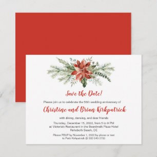 Evergreen Red Poinsettia Christmas - Patti K UAWG RSVP Karte