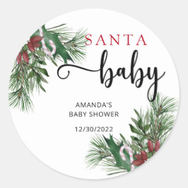 Evergreen Santa Baby Dusche Runder Aufkleber