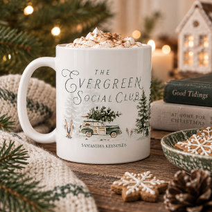 Evergreen Social Club Personalisierter Weihnachtsb Kaffeetasse