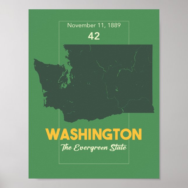 Evergreen Staat, Washington Staat Poster (Vorne)