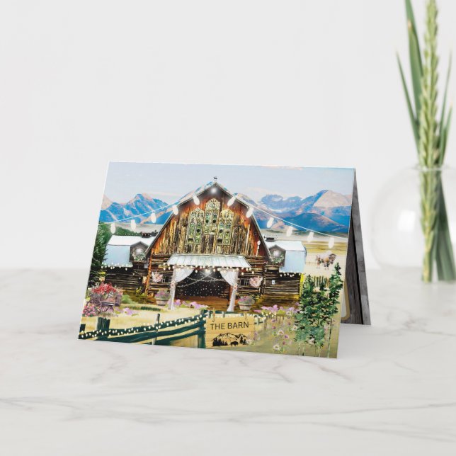 Evergreen Summer Barn Danke Karte 5"x7" (Vorderseite)