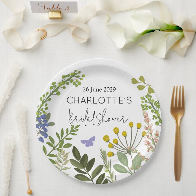 Evergreen Summer Garden Brautparty Pappteller (Hochzeit)