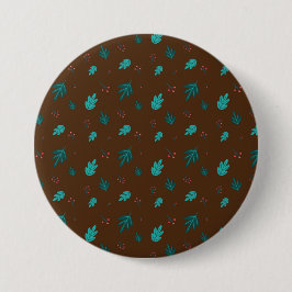 Evergreen Tree Blätter & Red Holly Berries Button