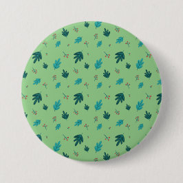 Evergreen Tree Blätter & Red Holly Berries Button