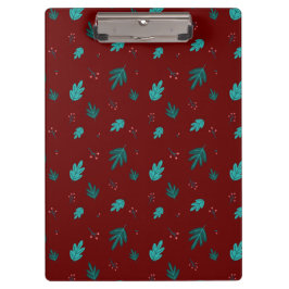 Evergreen Tree Blätter & Red Holly Berries Klemmbrett
