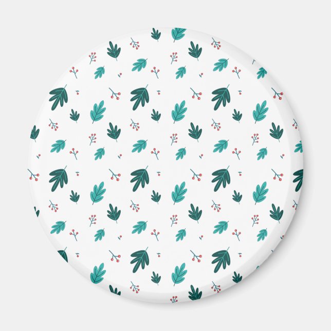 Evergreen Tree Blätter & Red Holly Berries Magnet (Vorne)