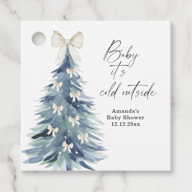 Evergreen tree mit Bohnen Baby Dusche Geschenkanhänger (Vorderseite)