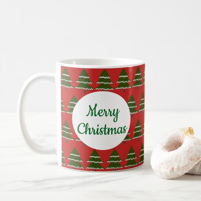 Evergreen Tree mit Schnee Kaffeetasse (Mit Donut)
