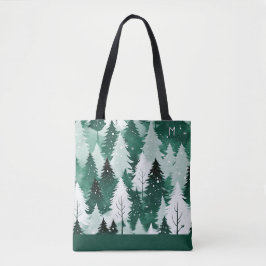 Evergreen Trees Winterwald Schnee Mit Monogramm Tasche