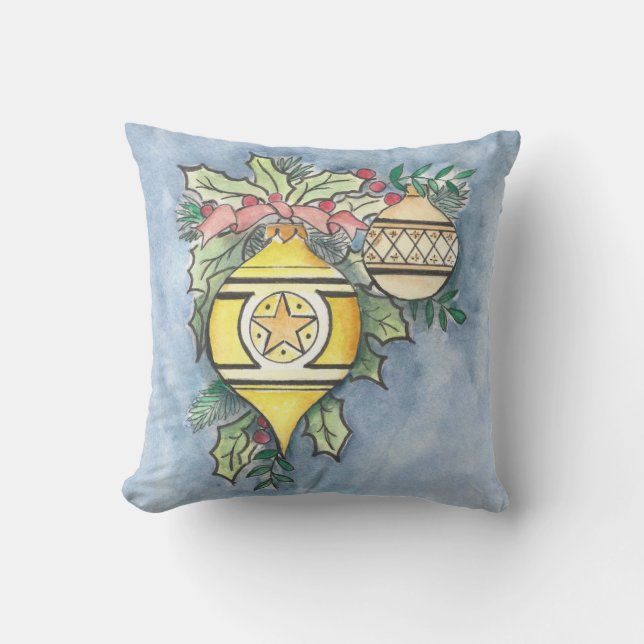 Evergreen und Gold I Design auf einem Kissen (Vorderseite)