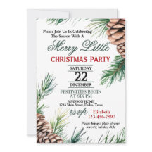 Evergreen und Pinecone Weihnachten Party Einladung