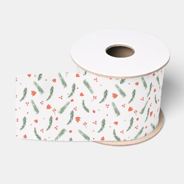 Evergreen und Red Holiday Ripsband (Spule)