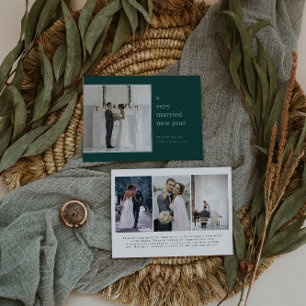 Evergreen Verheiratet New Year Elegante Hochzeit Feiertagskarte