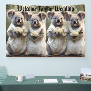 "Evergreen Vows: Eine Koala-Hochzeit in Weiß" Banner