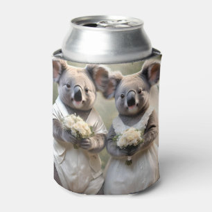 "Evergreen Vows: Eine Koala-Hochzeit in Weiß" Dosenkühler
