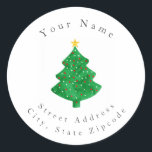 Evergreen Watercolor Christmas Tree Labels Runder Aufkleber<br><div class="desc">Aus originalen Aquarellmalereien gedruckt.</div>