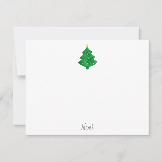 Evergreen Watercolor Weihnachtsbaum Mitteilungskarte (Vorderseite)