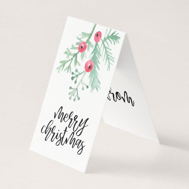 Evergreen Weihnachtsfeiertag Gedeckte Geschenkmark (Vorderseite)