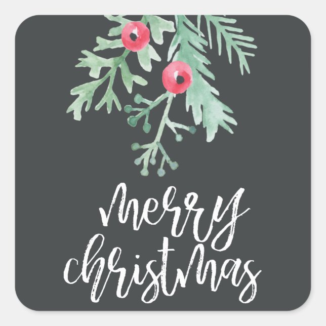 Evergreen Weihnachtsgeschenk Quadratischer Aufkleber (Vorderseite)
