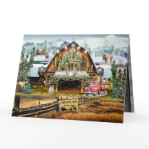 Evergreen Weihnachtsstall Faltenkarte - Lg