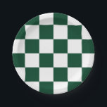 Evergreen/White Checked Pappteller<br><div class="desc">Papierplatte mit immergrünem und weißem karierten Muster. Ideal für jede Ansammlung.</div>