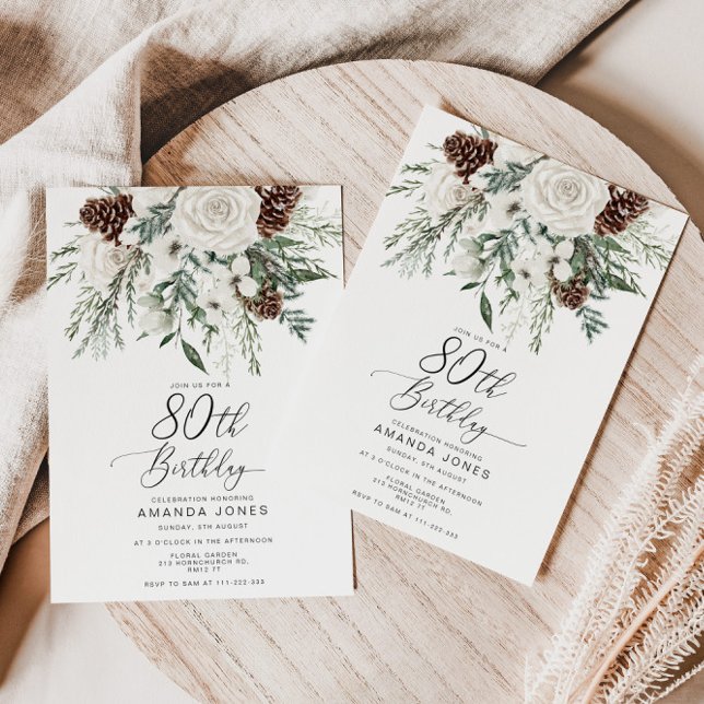 Evergreen Winter 80. Geburtstagsfeier Einladung (Von Creator hochgeladen)