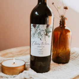 Evergreen winter elegant Cheers to Liebe Weinetikett