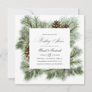 Evergreen Winter Pines Holiday Polterabend Einladung