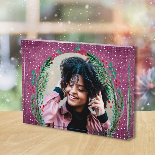 Evergreen Wreath zu Lila Weihnachten Fotoblock (Von Creator hochgeladen)