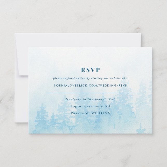 Evergreens im Fog Forest in Blue Online UAWG RSVP Karte (Vorderseite)