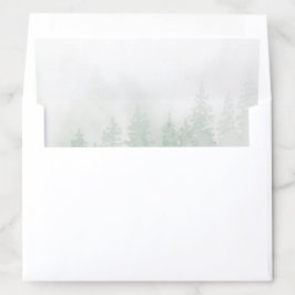 Evergreens im Fog Forest in Green Watercolor