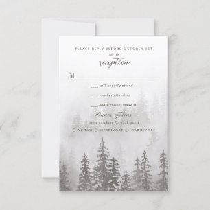 Evergreens im Fog Forest in Grey Wedding RSVP Karte