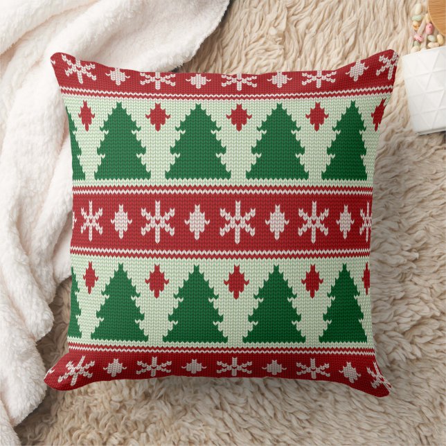 Evergreens & Snowflakes Knit Kissen (Decke)