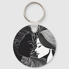 Everlasting Kiss: Schwarz-Weiß-Silhouette-Liebhabe Schlüsselanhänger