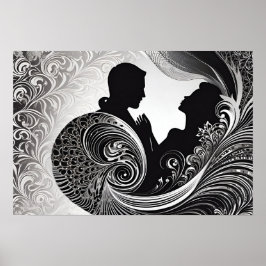 Everlasting Liebe: Schwarz-Weiß-Silhouette Poster