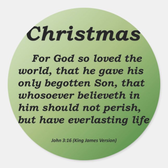 Everlasting Life Weihnachten John 3-16 Runder Aufkleber (Vorderseite)