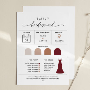 EVERLEIGH Demoiselle d'honneur Carte d'information