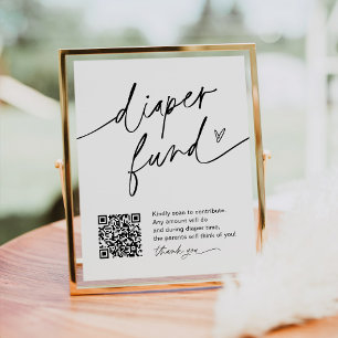 EVERLEIGH Diaper Fund QR Code Babydusche-Zeichen Poster