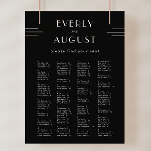 EVERLY Art Deco Black Wedding Chart Poster