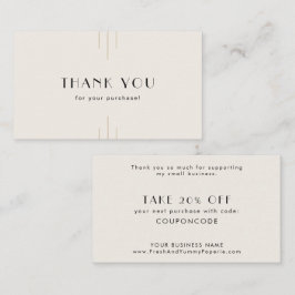 EVERLY Art Deco Ivory Black Business Thank You Rabattkarte